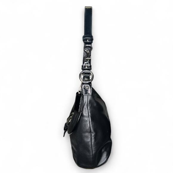 COACH #19580 Black Leather Soho Flap Convertible Satchel Crossbody Handbag - Picture 2 of 8